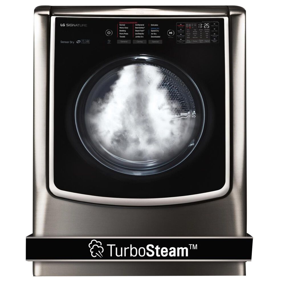 LG Mega Capacity Gas Dryer With Steam in Black Stainless Steel, , large