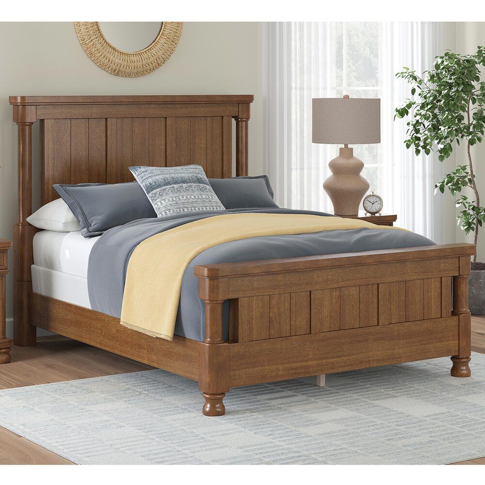 Ashley Rowlenstown Queen Poster Bed in Medium Brown, , large