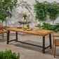 Hearth and Haven Outdoor Wood Dining Table with Slat Top and Metal Base in Teak, , large