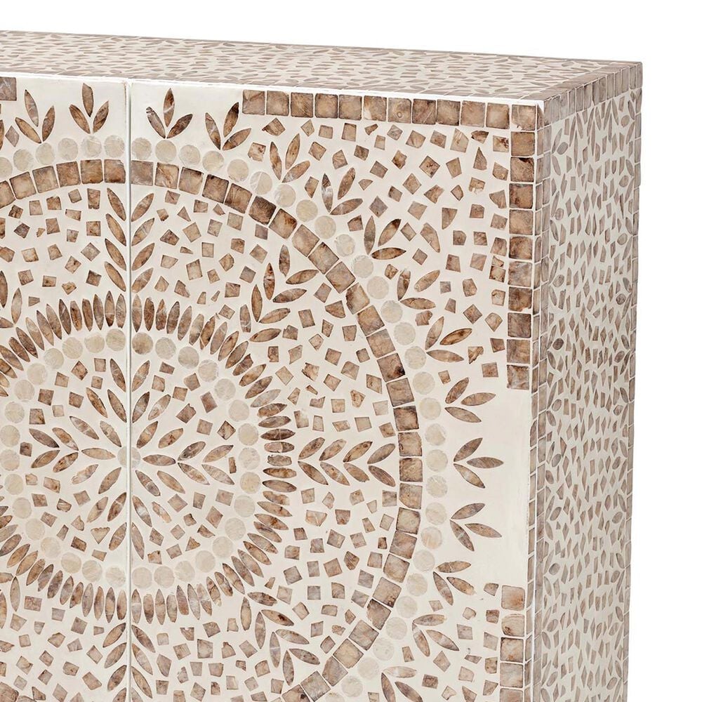 Baxton Studio Ercilia Storage Cabinet in White, Rustic Brown and Gold, , large