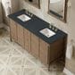 James Martin Kinnsden 72" Double Bathroom Vanity in Weathered Oak with 3 cm Charcoal Soapstone Silestone Top and Rectangular Sinks, , large