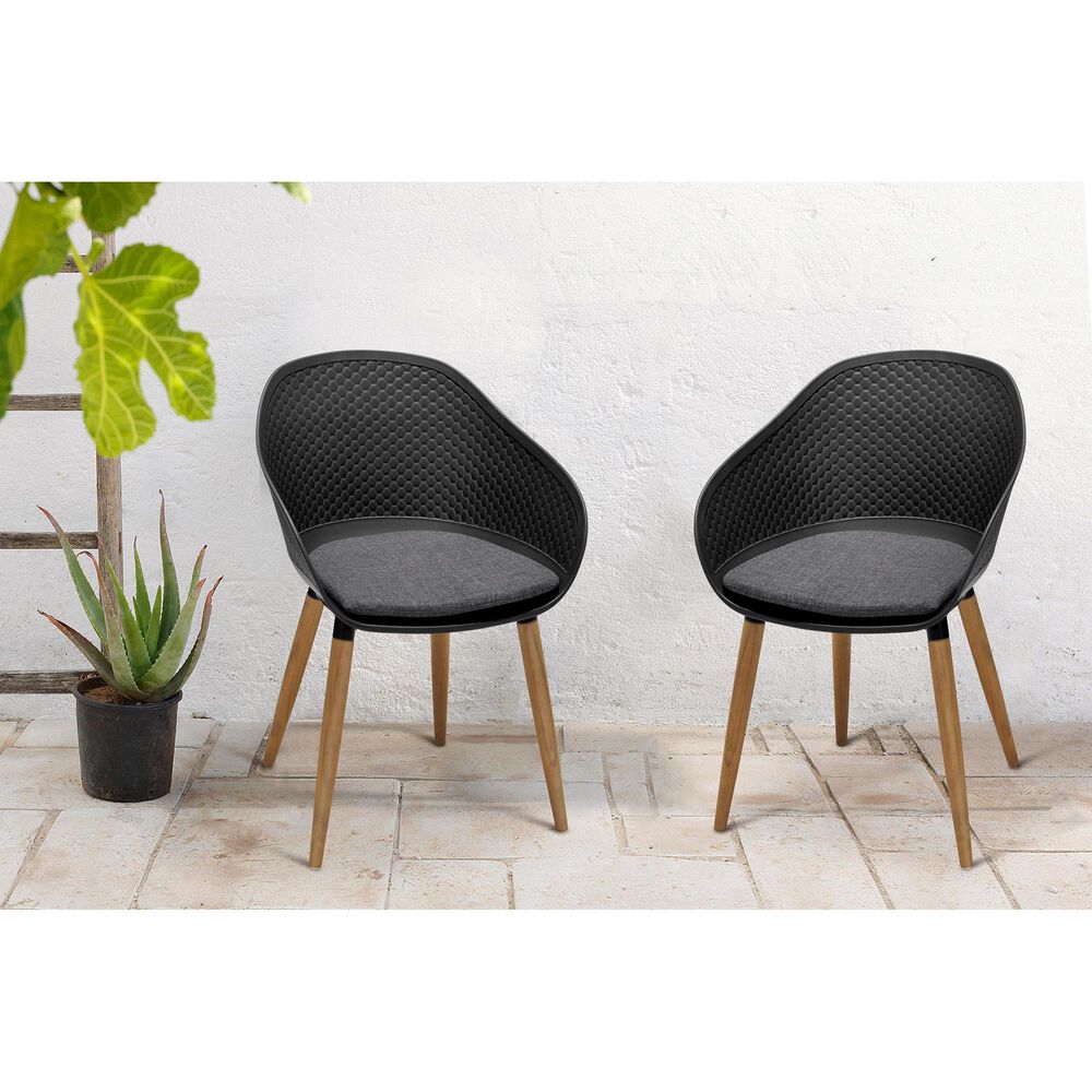 Blue River Ipanema Patio Dining Chair in Dark Gray/Teak (Set of 2) NFM