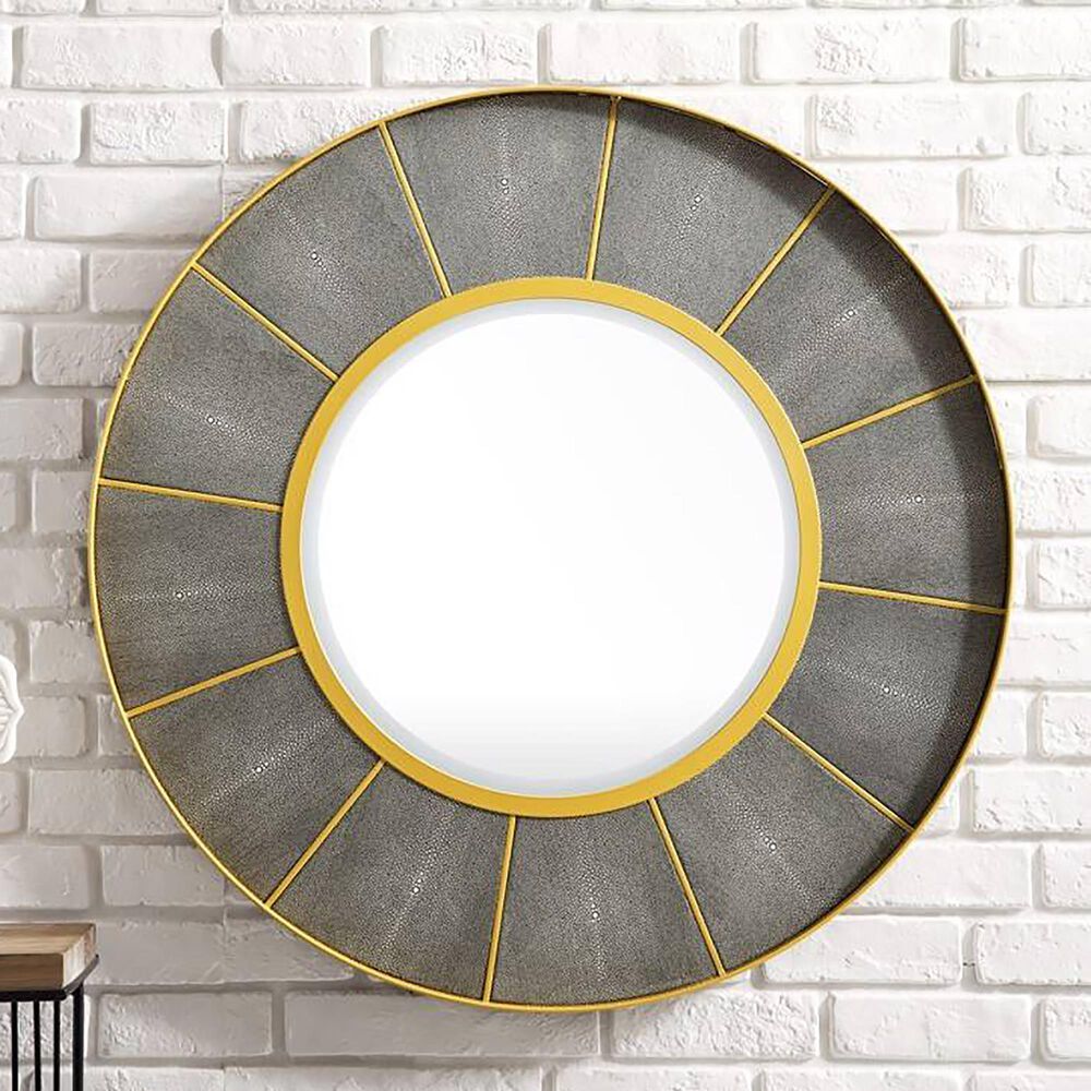 James Martin Compass 35.5" Mirror in Crimson Gold and Shagreen Platinum, , large