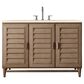 James Martin Vanities Portland 48" Single Bathroom Vanity in Whitewashed Walnut with 3 cm Eternal Marfil Quartz Top and Rectangular Sink, , large