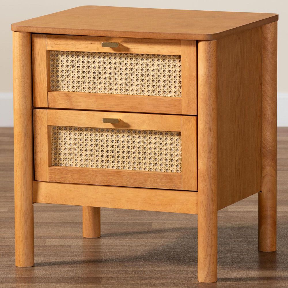 Baxton Studio Jenn 2-Drawer Nightstand in Golden Brown, , large