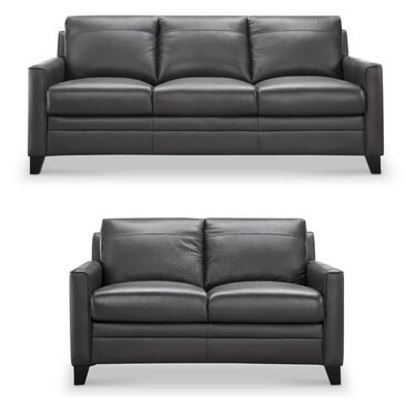 Italiano Furniture Leather Sofa and Loveseat in Charcoal Gray, , large