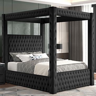 Crown Mark Annabelle Queen Upholstered Bed in Black, , large