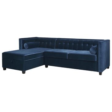 Jennifer Taylor Home Jack 2-Piece Stationary Storage Sectional with Reversible Chaise in Dark Navy Blue Velvet, , large