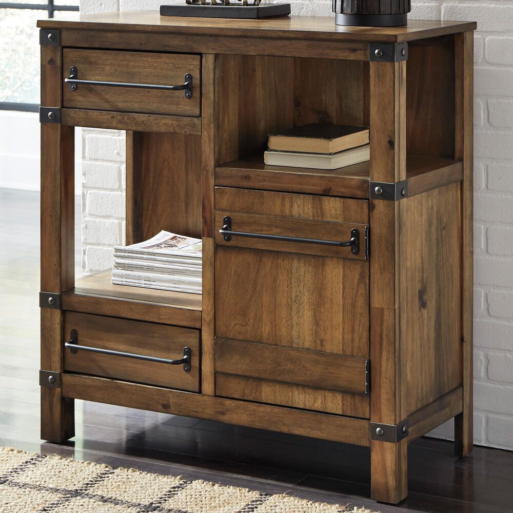 Ashley Roybeck Accent Cabinet in Light Brown and Bronze, , large