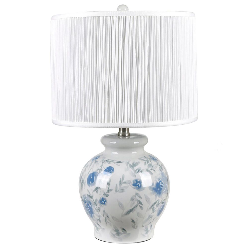 Slatehouse 20.5" Ceramic Decal Table Lamp in White and Blue, , large