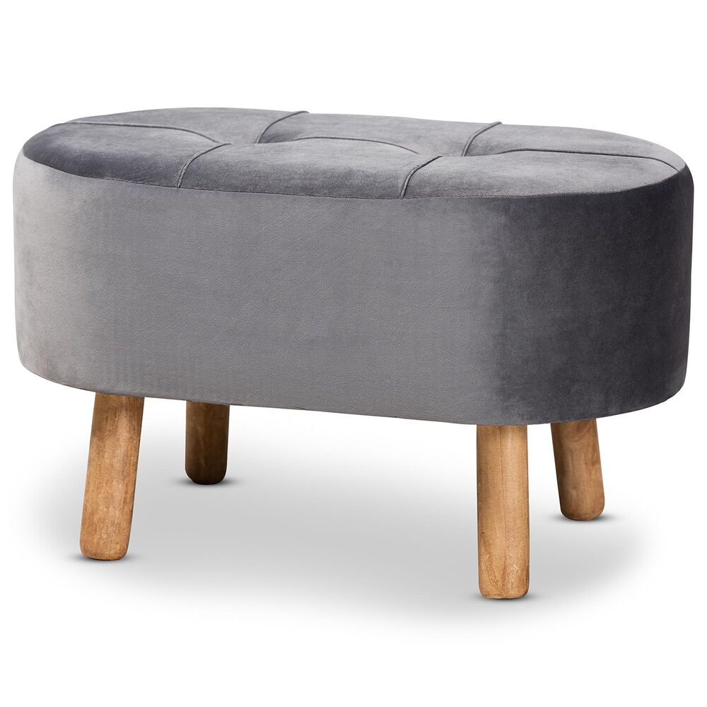 Baxton Studio Simone Upholstered Ottoman in Grey, , large