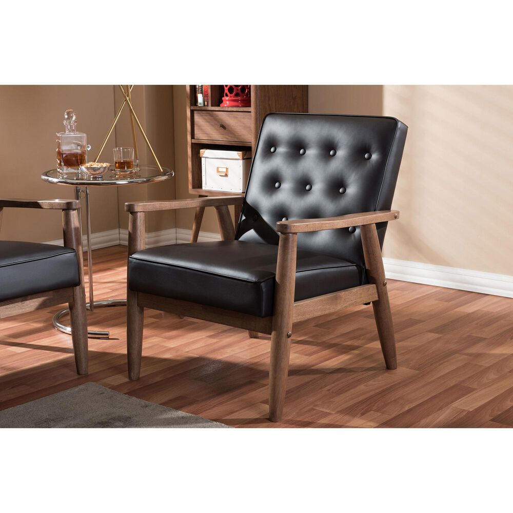 Baxton Studio Sorrento Lounge Chair in Dark Brown, , large