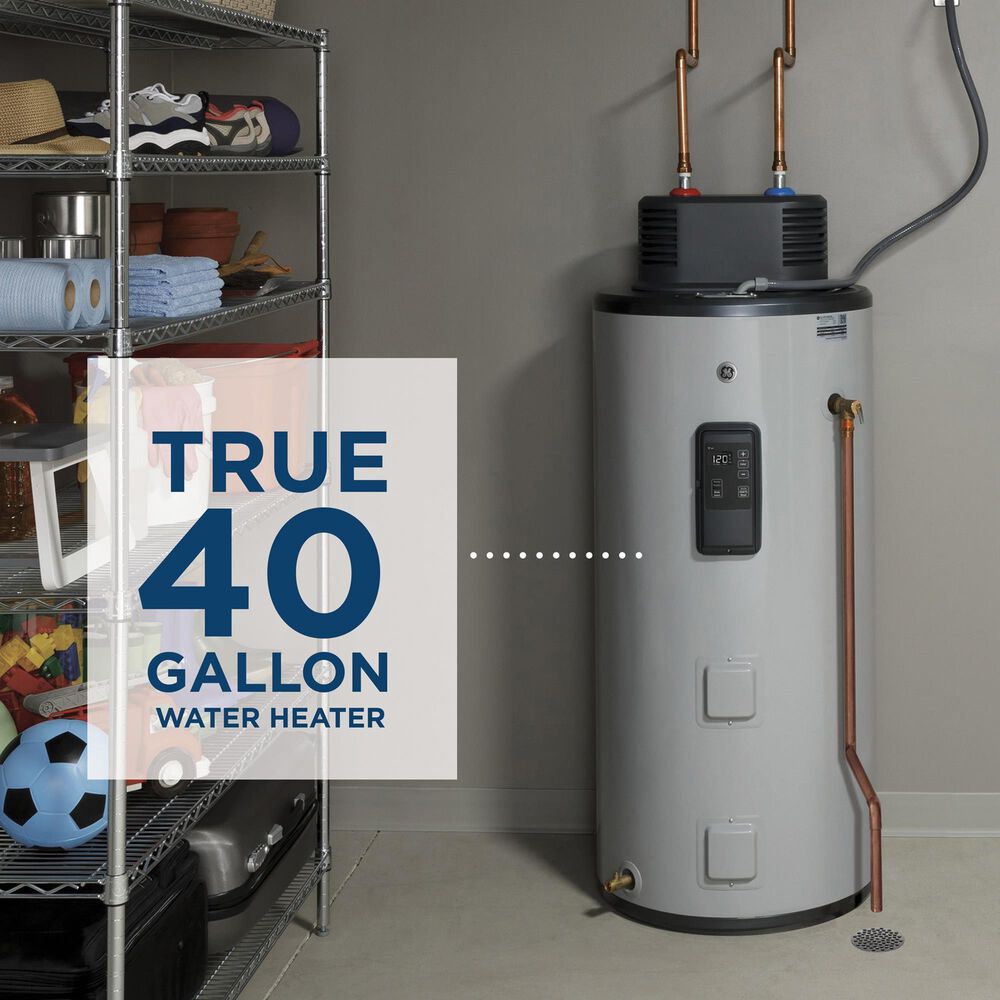 GE Appliances 40-Gallon Smart Electric Water Heater with Flexible Capacity in Gray, , large