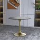 Leisuremod LeisureMod Verve Collection 36 Round Dining Table, Brushed Gold Base with Sintered Stone Black Top, , large