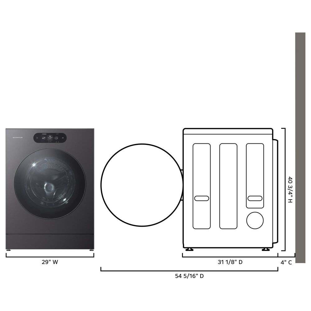 LG Studio 5.8 Cu. Ft. Smart Front Load All-In-One Washer and Dryer Combo in Brushed Black Steel, , large