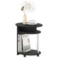 HOMLUX Oval End Table with Bookshelf in Americano and Chrome, , large