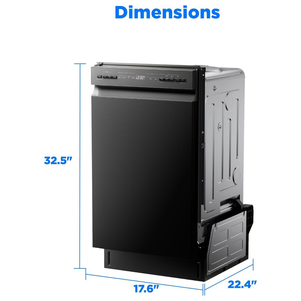 Midea 18" Front Control Built-In Dishwasher in Black, , large