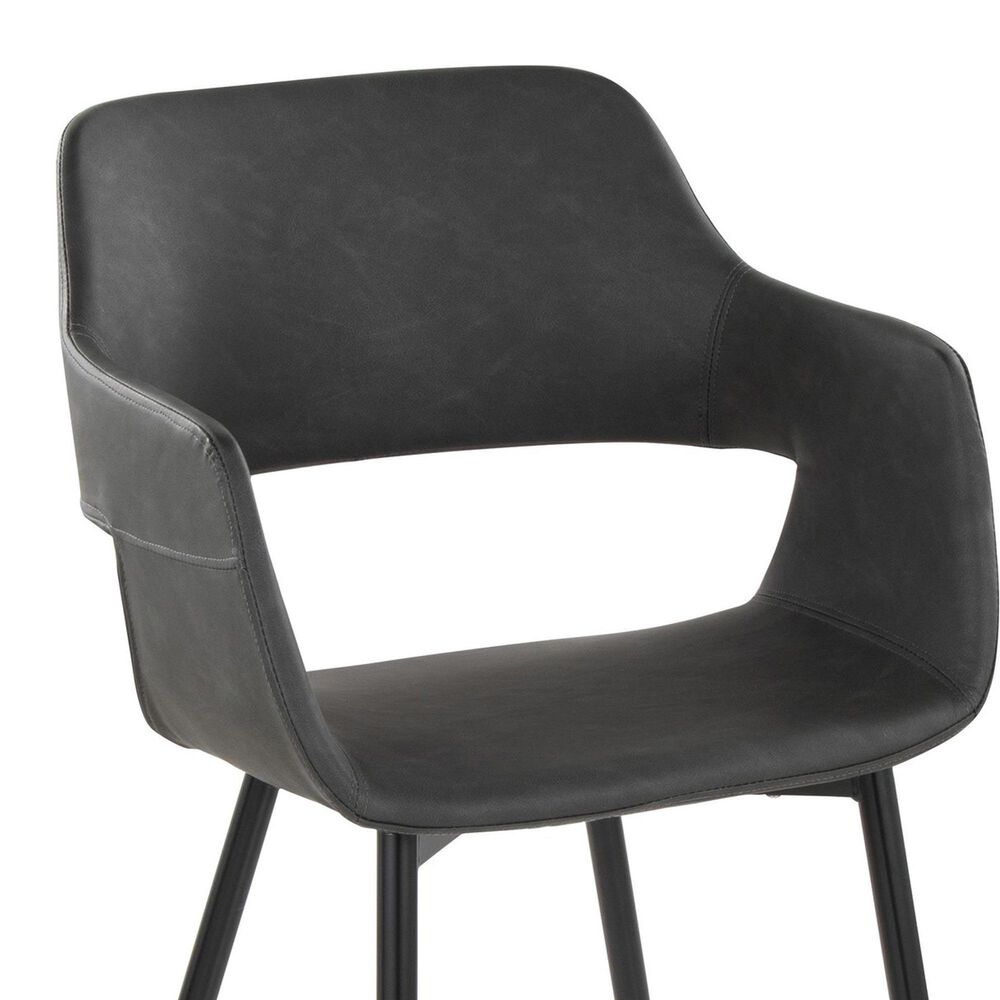 LumiSource Margarite Contemporary Dining/accent Chair in Black Metal and Grey Faux Leather by LumiSource - Set of 2, , large