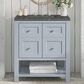James Martin Vanities Breckenridge 30" Single Bathroom Vanity in Serenity Blue with 3 cm Parisien Bleu Quartz Top and Rectangular Sink, , large