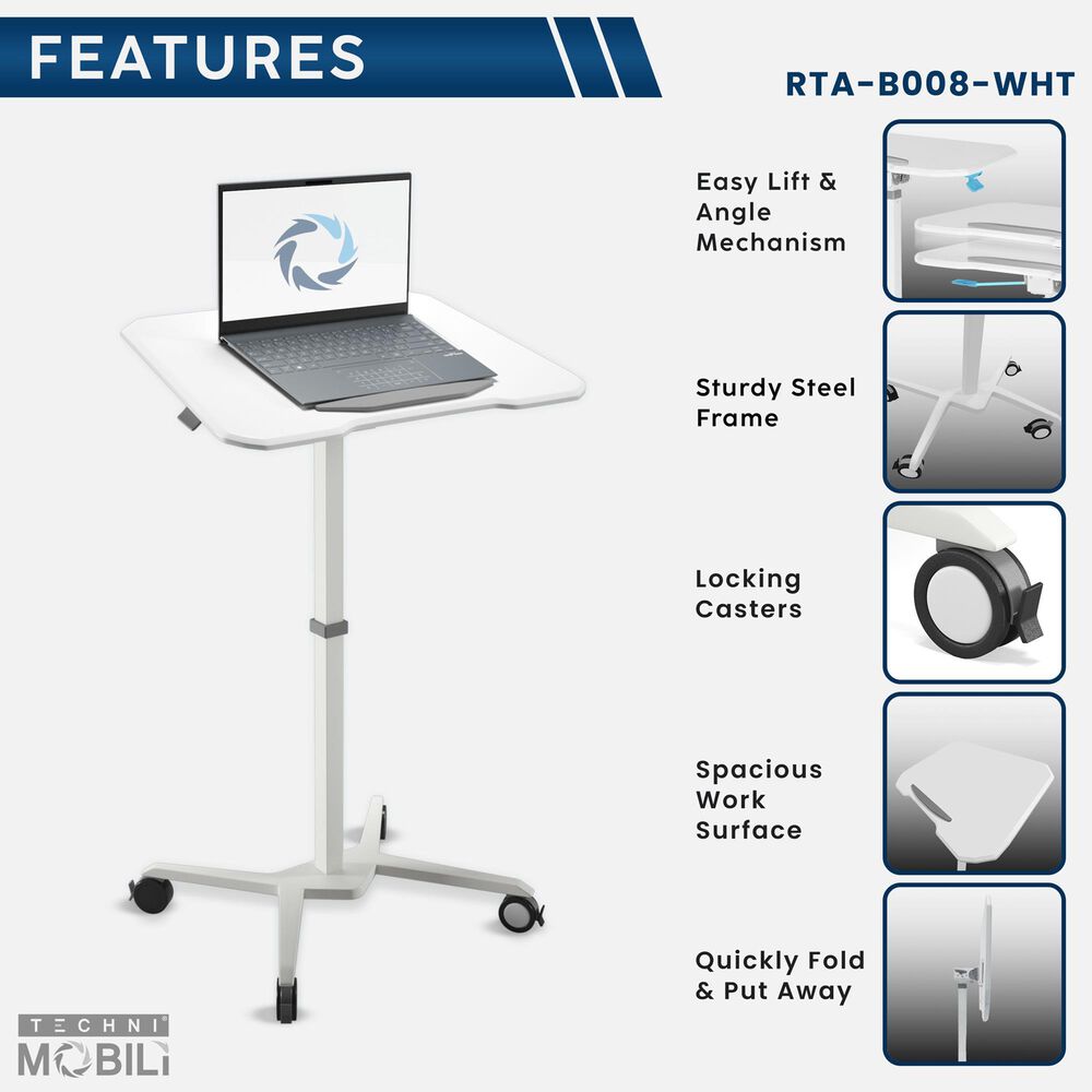 Rta Products Llc Mobile Laptop Computer Stand in White, , large
