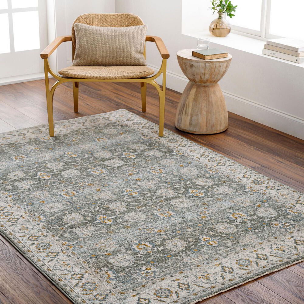 Surya Dresden Deep Teal, Taupe, Dusty Sage, Off-White, Light Gray, Mustard and Olive 9' x 12'2" Area Rug, , large