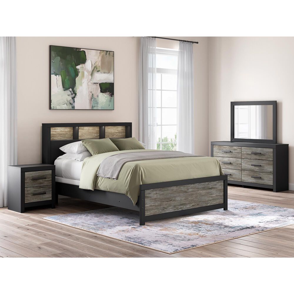 Ashley Broachmyn Queen LED Bookcase Bed in Black and Gray, , large