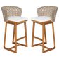 Hearth and Haven Outdoor Bar Stool with Woven Wicker Back and Cushion in Beige (Set of 2), , large