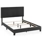 HOMLUX Pessac Queen PU Leather Upholstered Panel Bed Frame in Black, , large