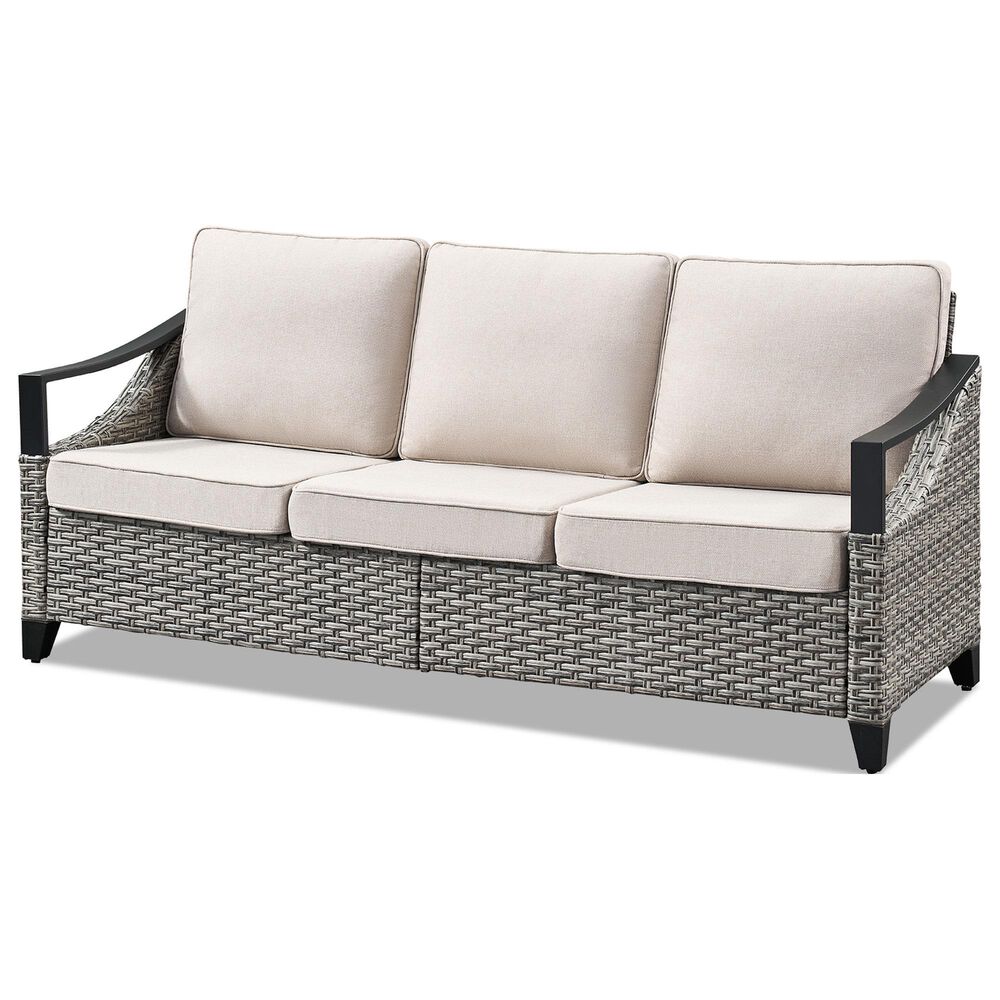 Sunwell Garden Patio Sofa with Metal Arms in Beige, , large
