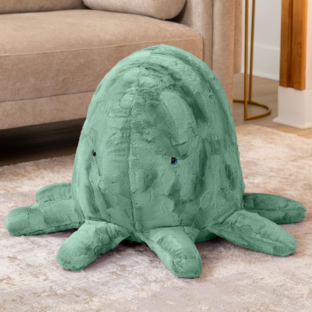 Jaxx Huggy The Octopus Sea Buddy Large Kids Stuffed Animal Bean Bag in Spearmint Green, , large