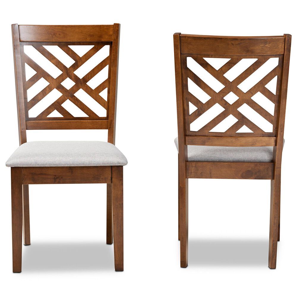 Baxton Studio Caron Side Chair with Grey Cushion in Walnut Brown (Set of 2), , large