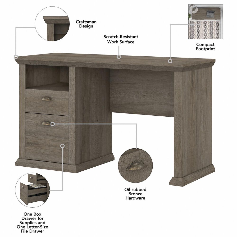 Bush Yorktown 50" Office Desk in Restored Gray Nebraska Furniture Mart