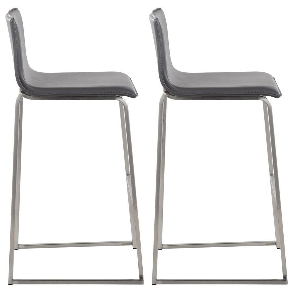 Lumisource Mara Barstool with Grey Cushion in Stainless Steel &#40;Set of 2&#41;, , large
