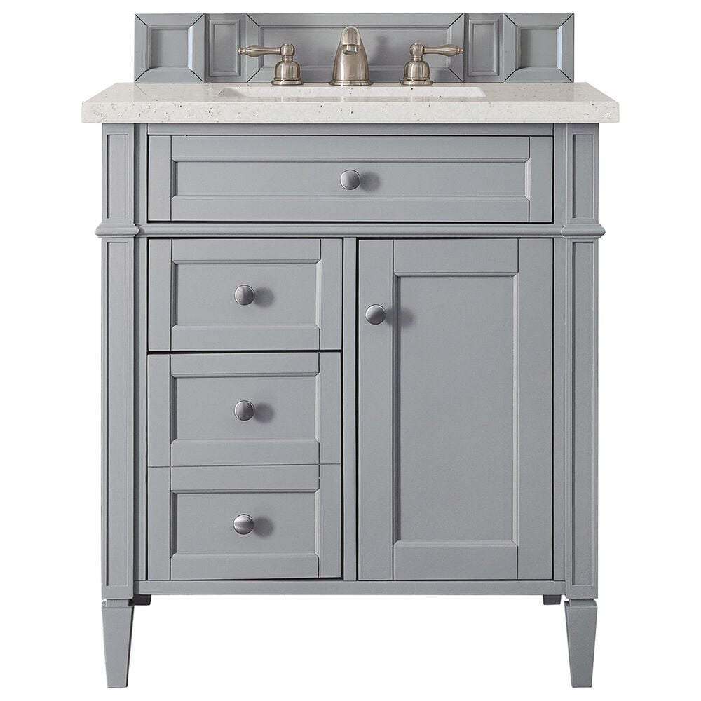 James Martin Vanities Brittany 30" Single Bathroom Vanity in Urban Gray with 3 cm Lime Delight Quartz Top and Rectangular Sink, , large