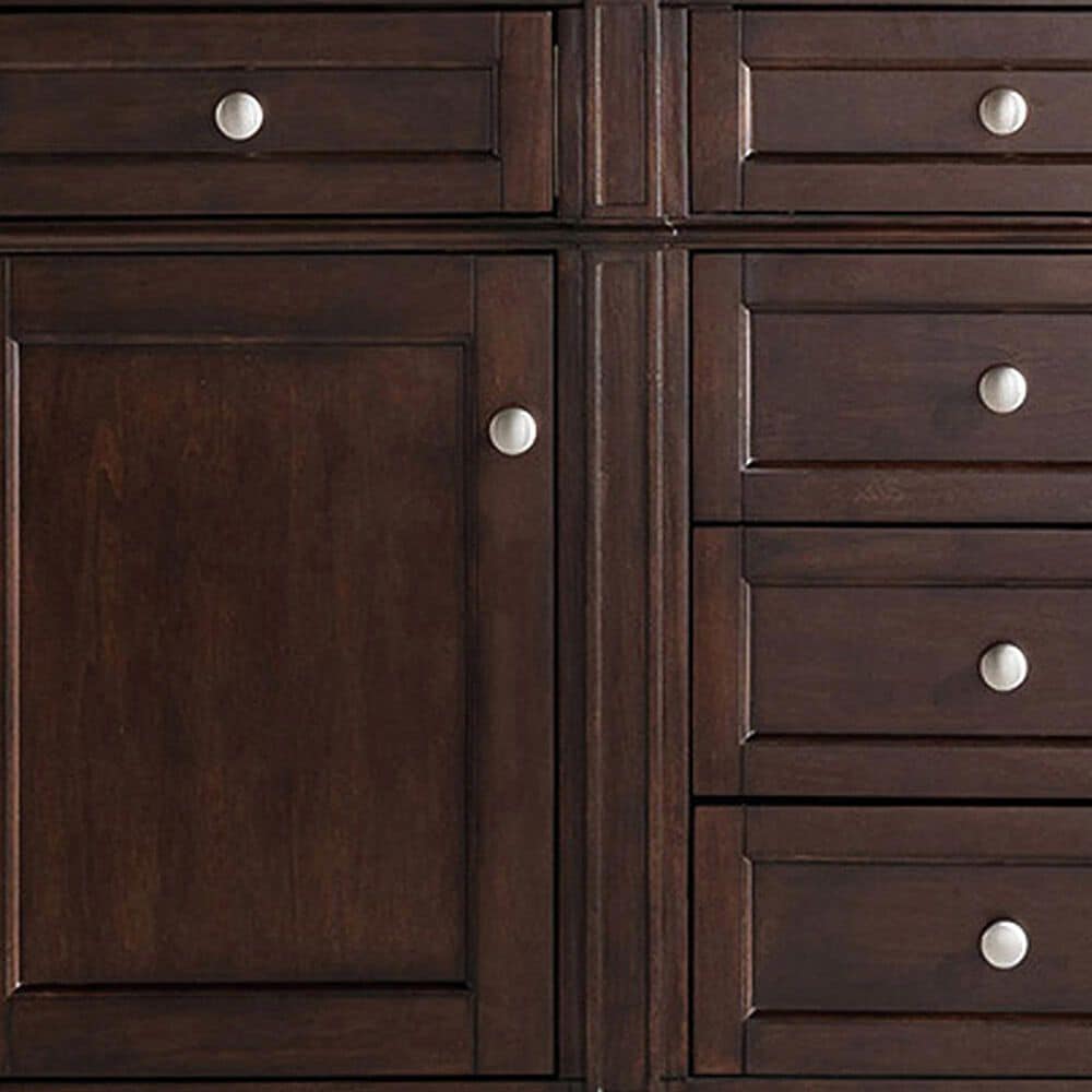 James Martin Vanities Brittany 60&quot; Double Bathroom Vanity in Burnished Mahogany with 3 cm White Zeus Quartz Top and Rectangular Sinks, , large