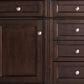 James Martin Vanities Brittany 60" Double Bathroom Vanity in Burnished Mahogany with 3 cm White Zeus Quartz Top and Rectangular Sinks, , large