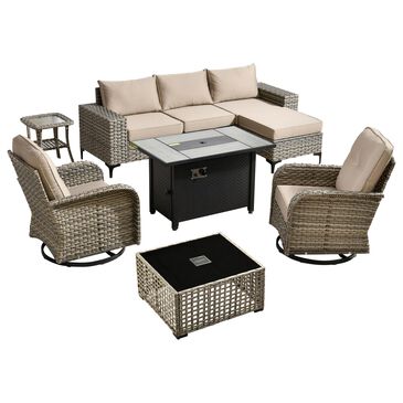 HOMLUX 9-Piece All-weather Rattan Outdoor Patio Furniture Set in Beige, , large