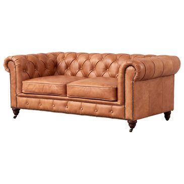 Crafters & Weavers Century Chesterfield Stationary Loveseat in Light Brown, , large
