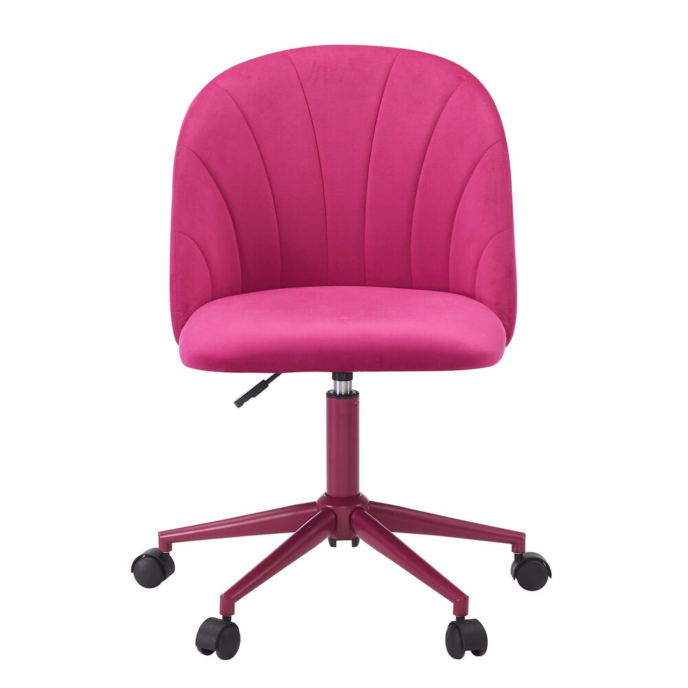 Linden Boulevard Velvet Desk Chair in Hot Pink, , large