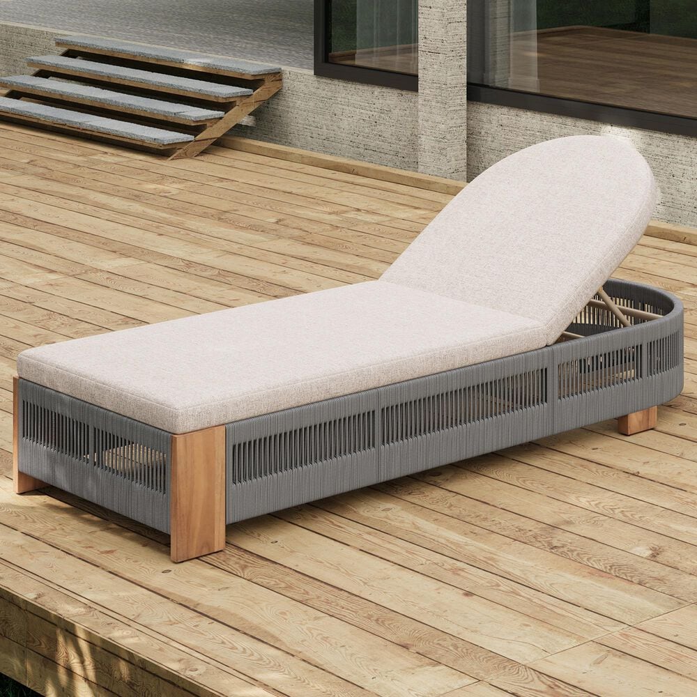 Hearth and Haven Outdoor Chaise Lounge Chair in Beige, , large