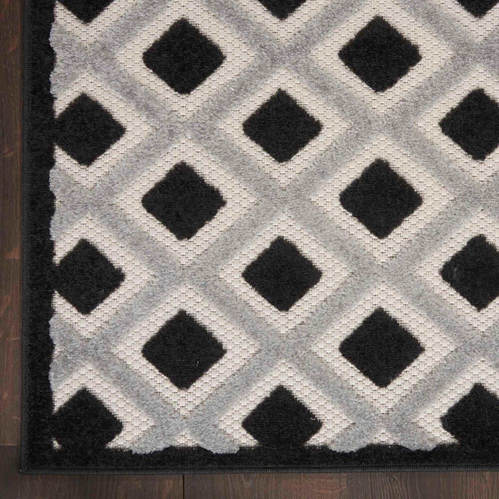 Nourison Aloha Geometric 2&#39; x 6&#39; Black and White Indoor/Outdoor Runner, , large