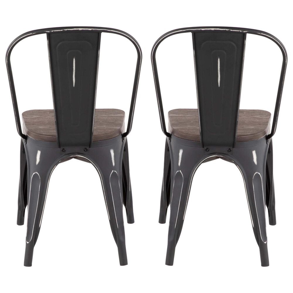 Lumisource Oregon Stackable Dining Chair in Vintage Espresso/Vintage Black &#40;Set of 2&#41;, , large