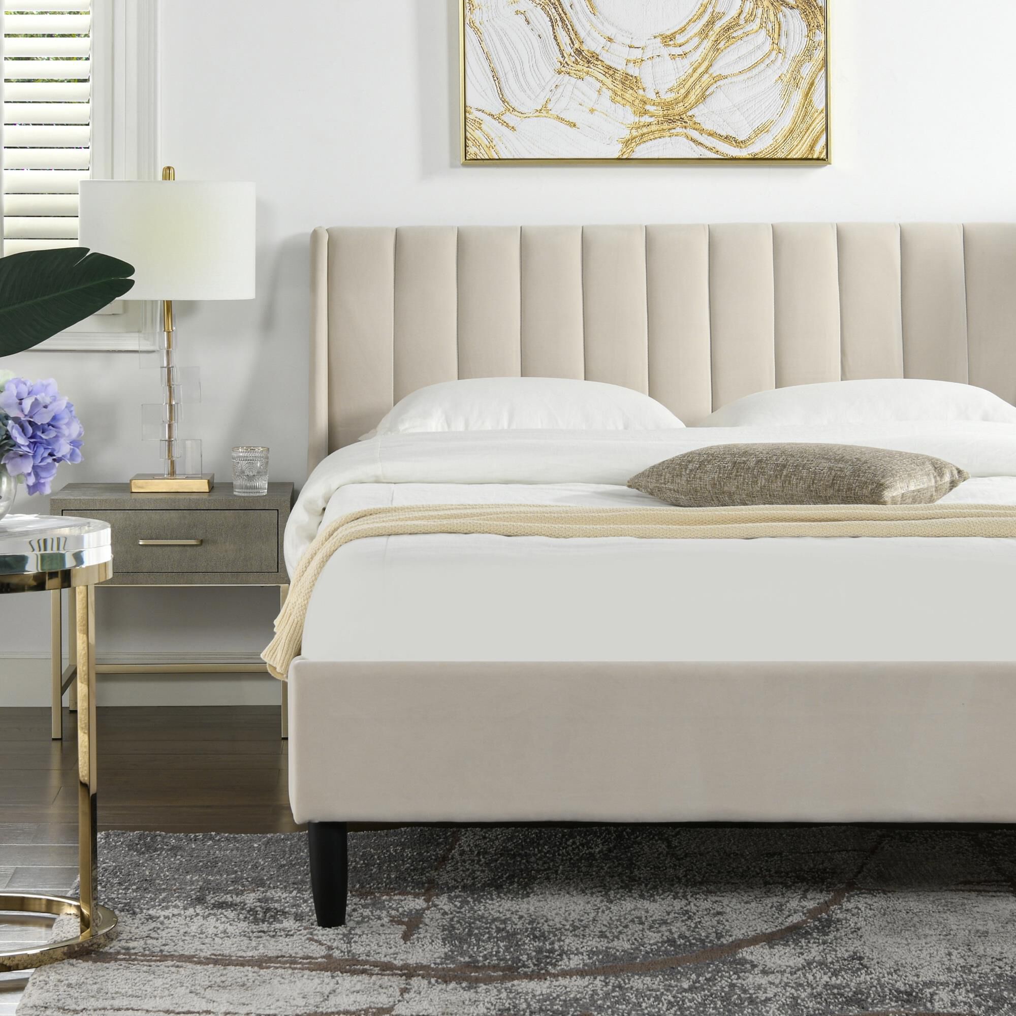 Jennifer taylor home aspen vertical tufted headboard platform on sale bed set