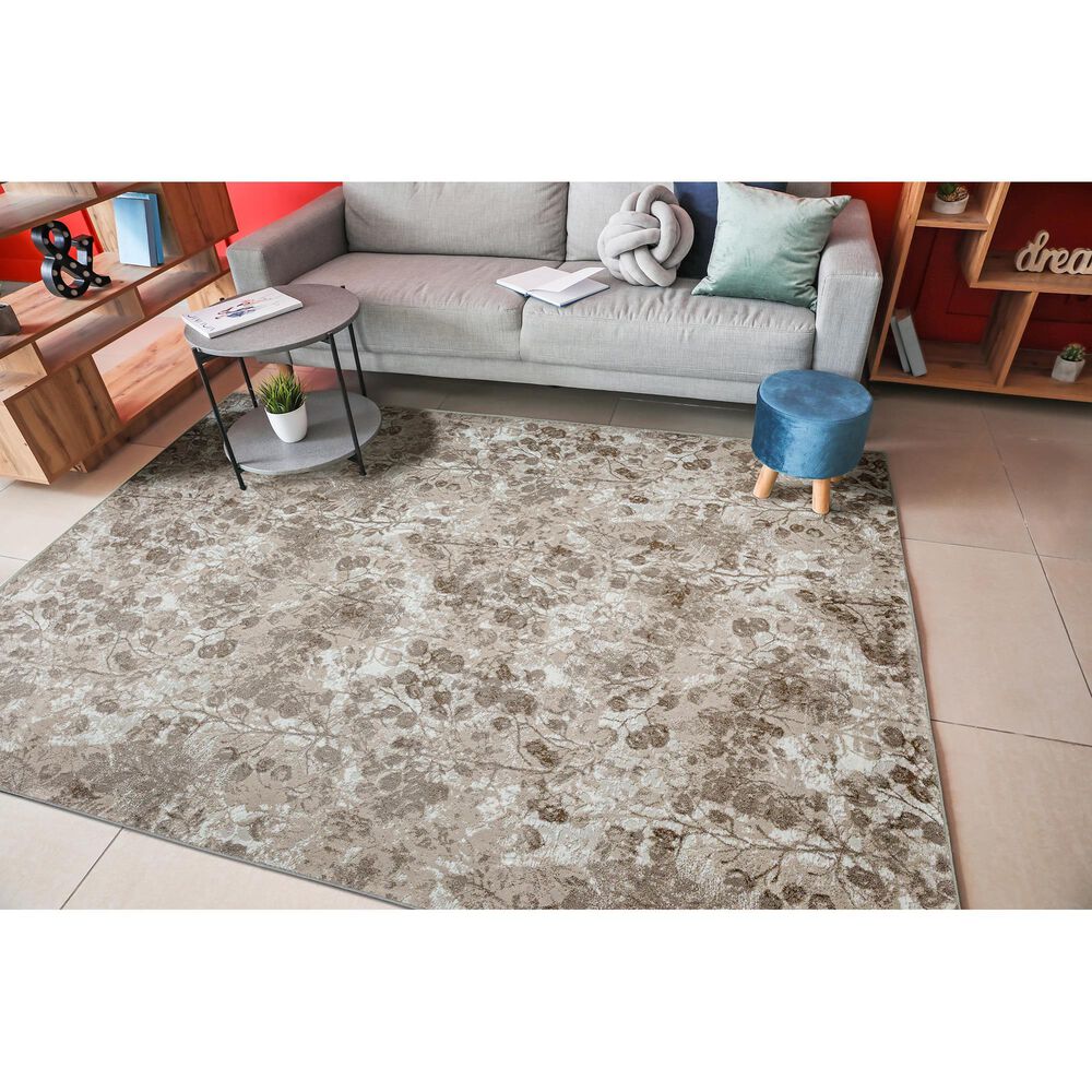 Radici USA Livigno Floral 5&#39;3&quot; x 7&#39;3&quot; Beige Area Rug, , large