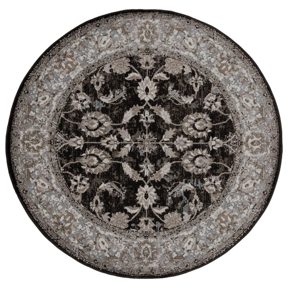 Amer Rugs Alexandria 6&#39;7&quot; Round Black and Ivory Area Rug, , large