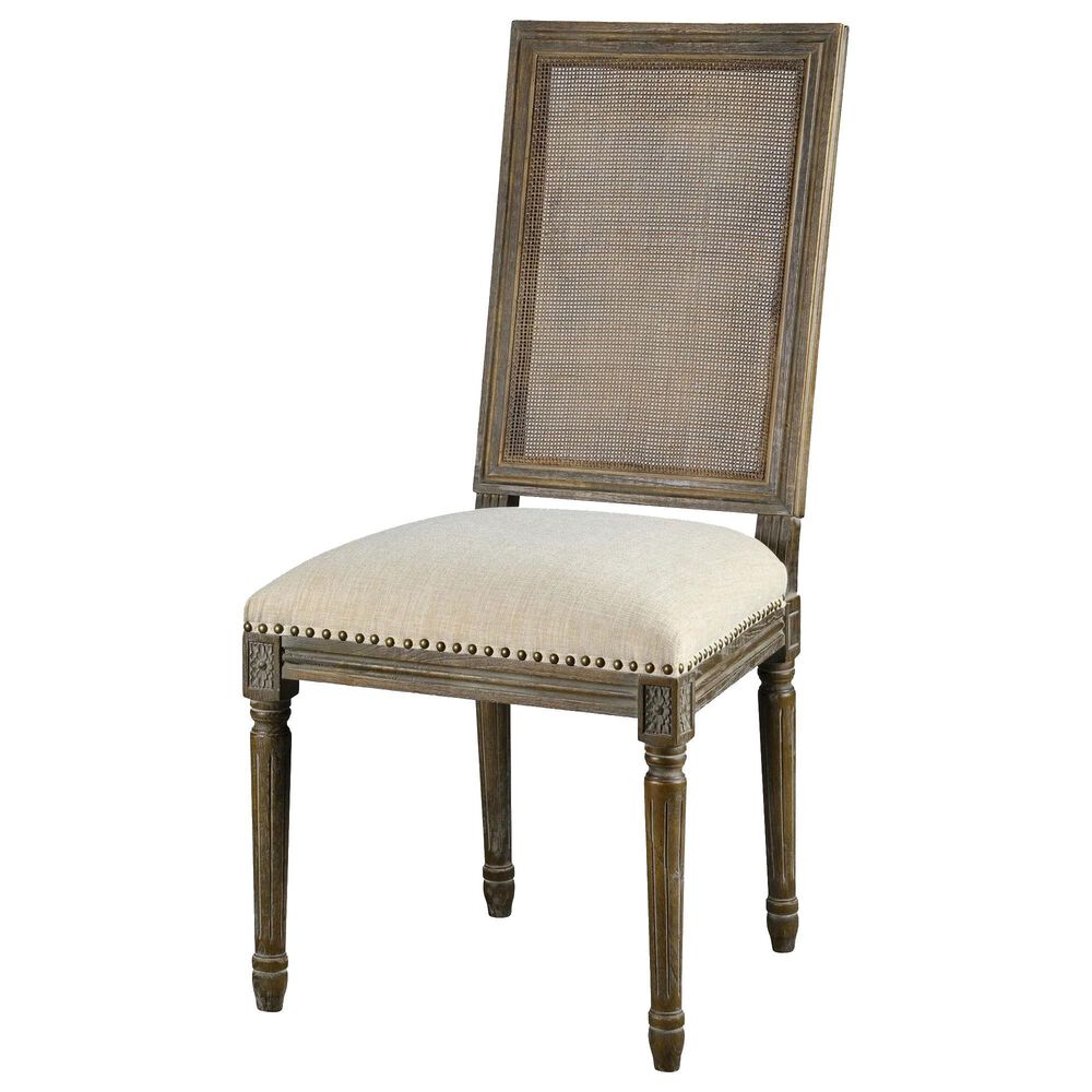 Southern Lighting Square Maxwell Side Chair with Cream Cushion in Brown