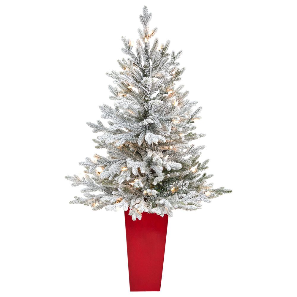 Nearly Natural Inc 4' Flocked Fraser Fir Artificial Christmas Tree with