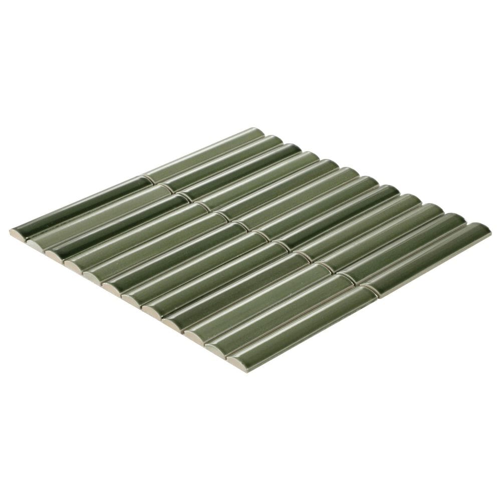 Dal-Tile Artefino Vintage Verdelite 1" x 6" Pencil Fluted on 11" x 12" Porcelain Mosaic Sheet, , large