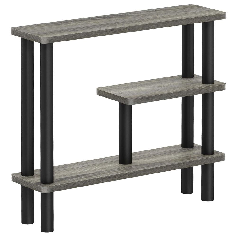 HOMLUX Turn-N-Tube 3-Tier Slim Space Saving Storage Rack in French Oak Grey and Black, , large
