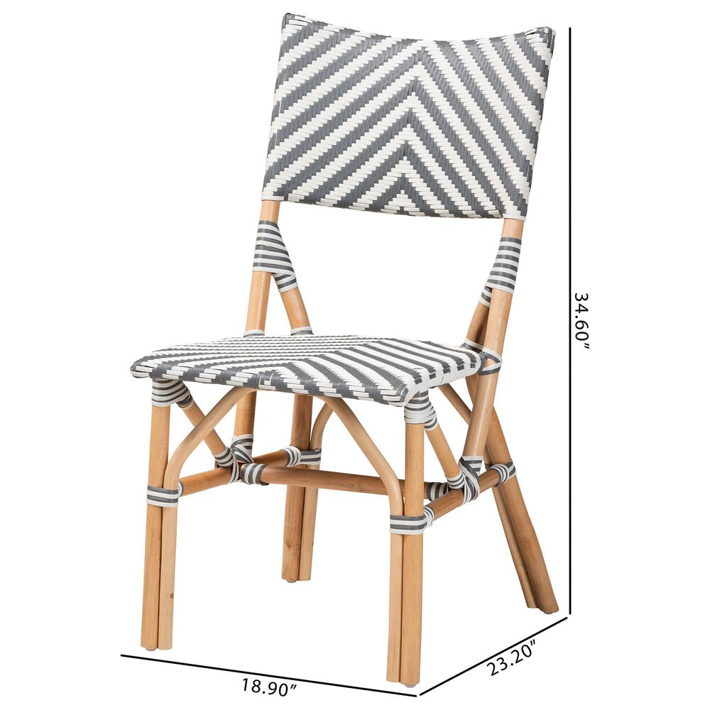 Baxton Studio Shai Side Chair in Grey, White and Natural Brown, , large